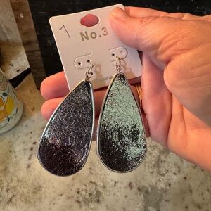 Silver and Black Teardrop Earrings